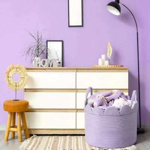 LemonRoad Round Woven Basket Lavendor Purple - Image 5