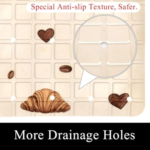 Bathtub Mat Non Slip 26.8x15.1 Inch, Coffee Pattern Shower Mat - Image 2