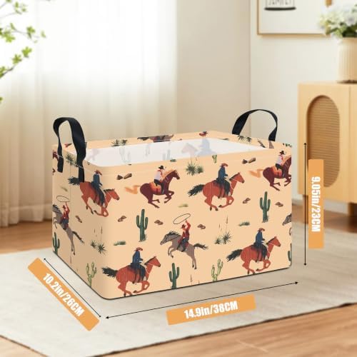Rectangular Collapsible Storage Basket Nursery Toy Organizer Cactus Cowboy - Image 2
