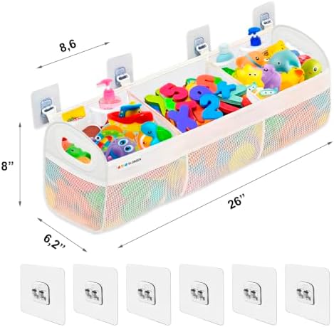 Bath Toy Storage for Bathtub – Large Bath Toy Holder & Bath Toy Net, Kids - Image 2
