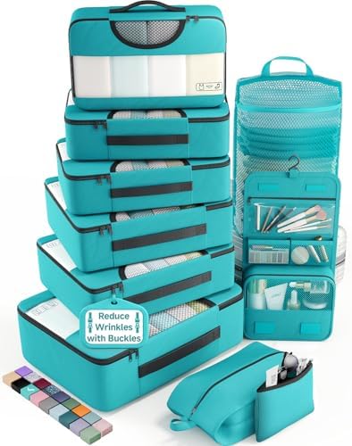 Veken 10 Set Packing Cubes for Travel Essentials, Suitcase Organizer Bags in 4 by Veken