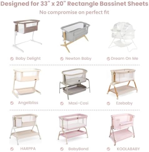 Baby Bedside Bassinet Sheets Fitted, 33”x20” Compatible - Image 6