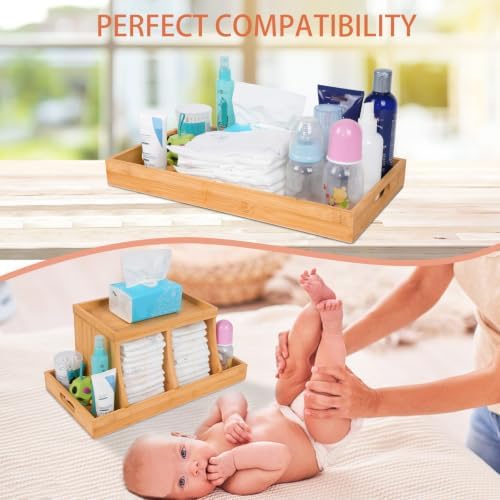 Three colors Bamboo Diaper Organizer, Wooden Diaper Caddy, Changing Table - Image 6