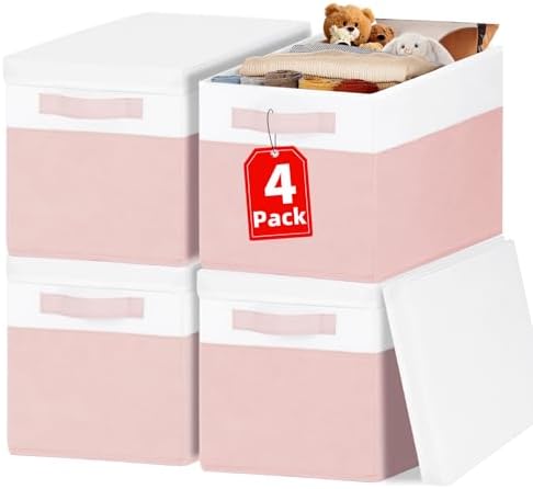 Large Closet Organizer Bins - 23 QT Collapsible Decorative Storage Boxes with by Criusia