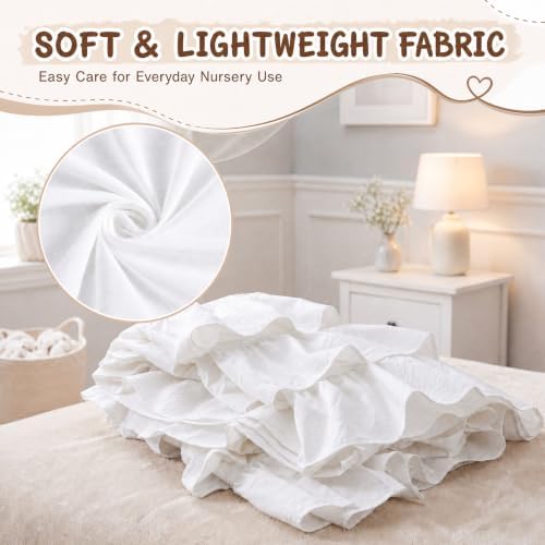 Hahafelt White Crib Skirt for Baby Girls Boys, 100% Washed Cotton Bed Skirt - Image 5