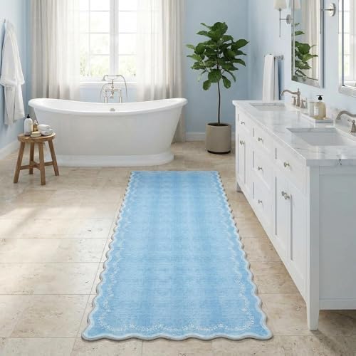 GarveeHome 2x6 Scalloped Washable Runner Rug Non Slip Hallway Kitchen Rug - Image 3