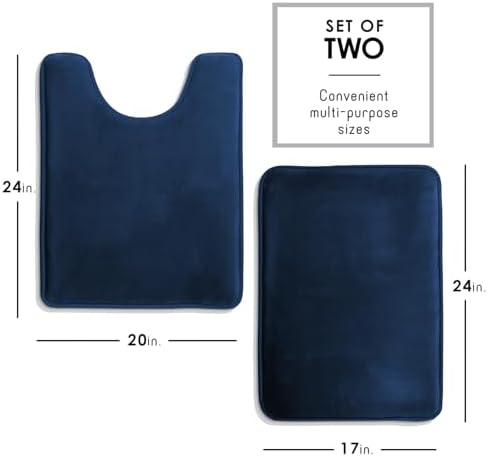 Clara Clark 2 Piece Bathroom Rugs, Velvet Memory Foam Bath Mat Set, Non-Slip - Image 2