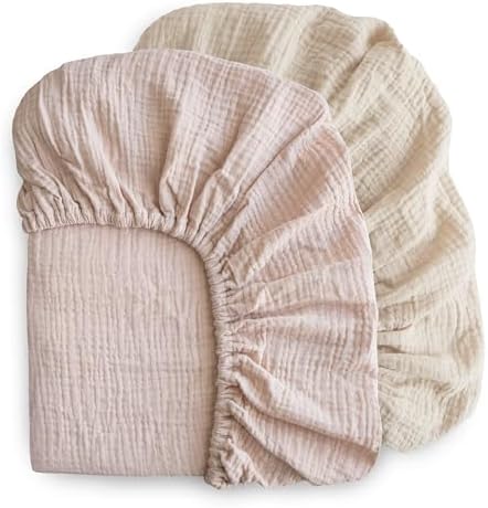 mushie Extra Soft Muslin Fitted Crib Sheet 2-Pack | 192 Thread Count | 28"x 52" - Image 2