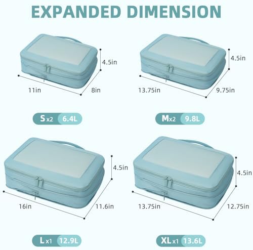BAGAIL 4 Set/6 Set/8 Set Compression Packing Cubes Travel Accessories - Image 2