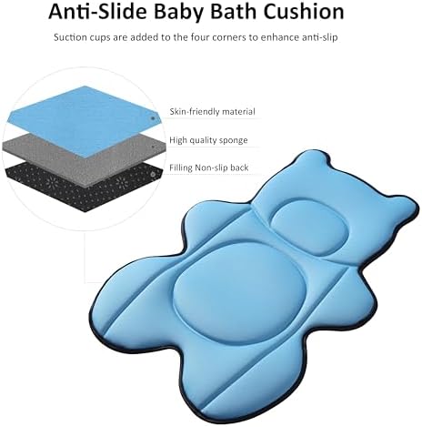 Baby Bath Cushion Mat, Soft Newborn Bathtub Pad - Image 5