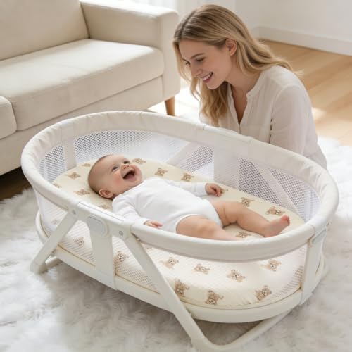 Organic Baby Bassinet Sheets 2 Pack 33”x17” 100% Muslin Cotton - Image 2
