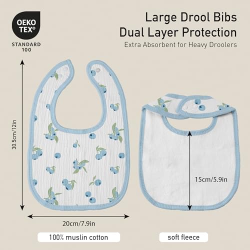 Muslin Bibs for Baby Boy Girl, Adjustable Fit for Drooling and Teething - Image 4