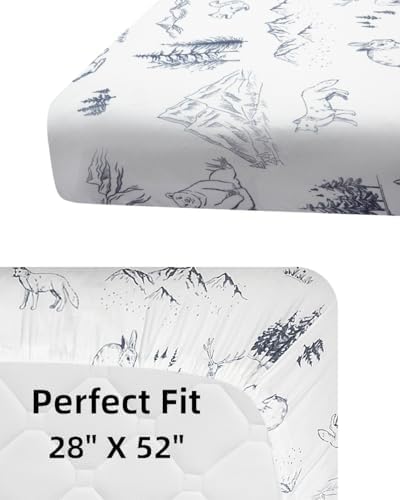 4 Pack Woodland Forest Animals Wood Neutral Unisex Fitted Baby Crib Sheets Set - Image 6