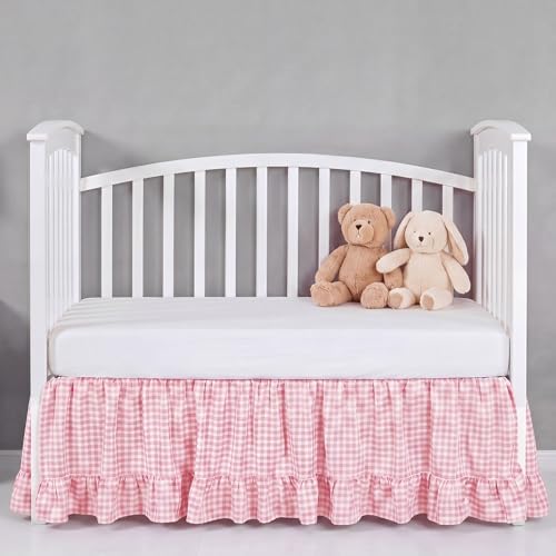 Gingham Crib Skirt Dust Ruffle 52 x 28 Inch 100% Cotton by Unknown
