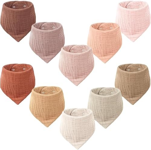 Konssy 10 Pack Baby Muslin Bandana Bibs by Konssy