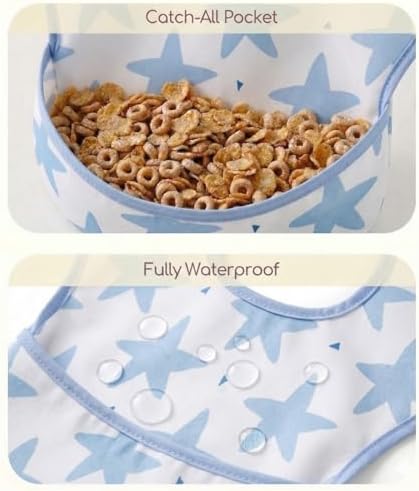 3 Pack Waterproof Baby Bibs for Eating, Mess Proof Feeding Bib - Image 4