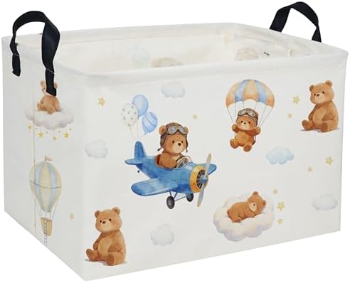 Rectangle Kids Baskets Bear Basket Cute Storage Bin Organizer Boys Box by DDBASKET