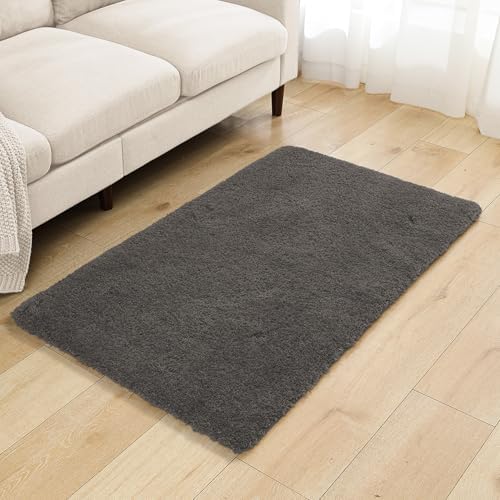Polyester Bathroom Rug 30"x50" Taupe, Large Soft Shaggy Bath Mat by Kildoss