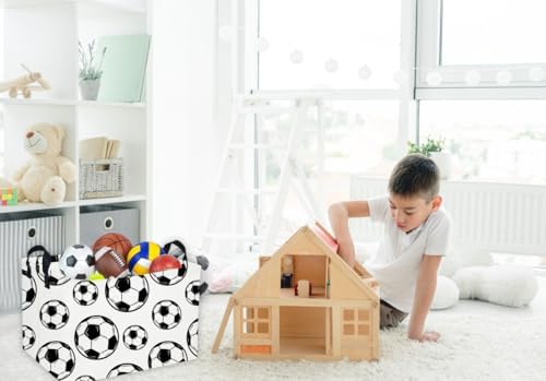 Essme Rectangular Soccer Basket Kids Storage Box, Boys Storage Bins Organizer - Image 2