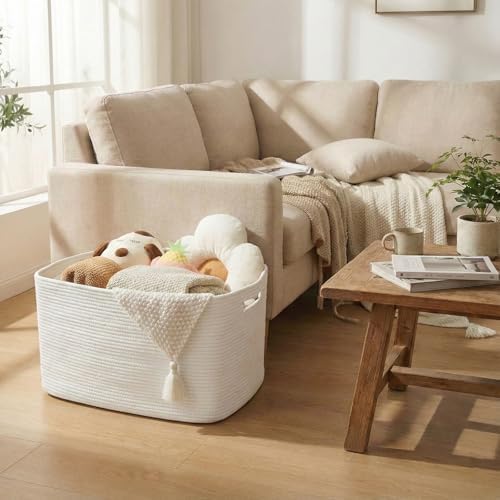JMvicyroam 96L Large Woven Cotton Rope Blanket Basket - Image 2