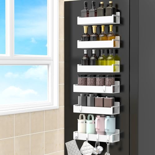 HuggieGems 6 Pack White Magnetic Spice Rack Organizer by HuggieGems
