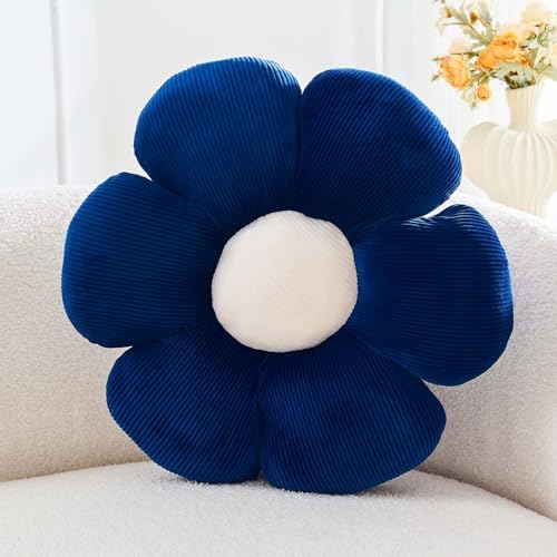 Kcvvcr Navy Flower Pillow, 14.9" Cute Flower Shaped Floor Pillow, Aesthetic by Kcvvcr