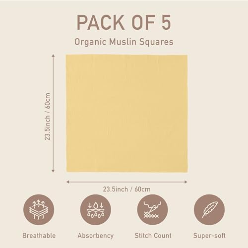 Muslin Receiving Blankets 5 Pack, Soft Swaddle Wraps - Image 4