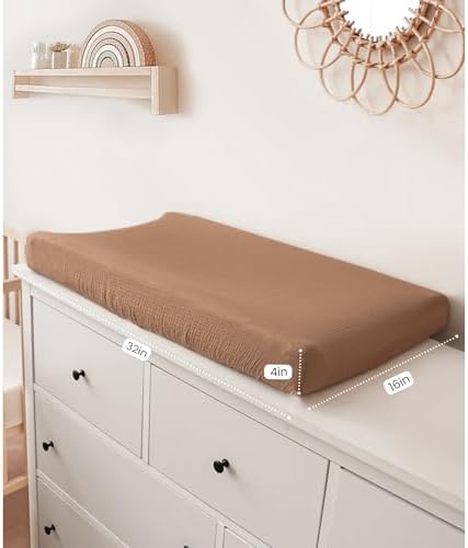 Konssy 100% Cotton Muslin Changing Pad Cover 2 Pack - Image 3