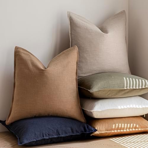 Foindtower Decorative Linen Lumbar Throw Pillow Covers 12x20 Light Brown - Image 6