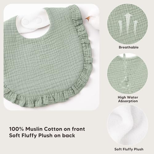 Bearmoss 8 Pack Muslin Baby Bibs - Image 4