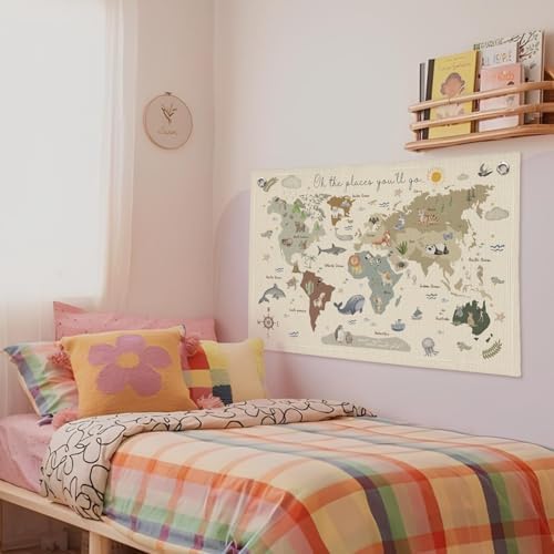 Wheatwin World Map for Kids, World Maps Banner for Playroom Wall 20x30 - Image 6
