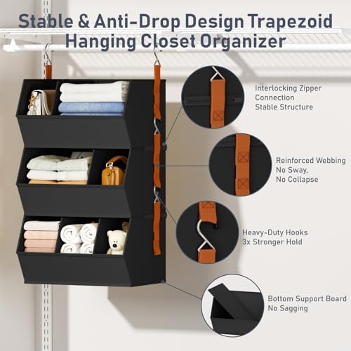 Hanging Closet Organizer Extra Large, Clothes Hanging Shelves - Image 4
