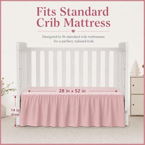 Crib Skirt Dust Ruffle 14" Drop, Fits 28" x 52" - Image 3