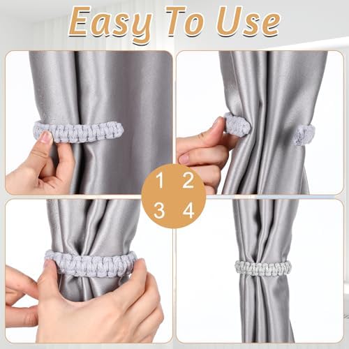 Ptwola 6 Pack Braided Curtain Tiebacks Boho Elegant Rustic Curtain Holdbacks - Image 4