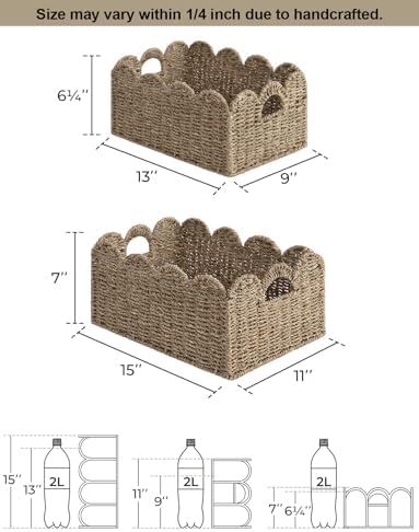 StorageWorks Scalloped Wicker Basket, Woven Baskets - Image 3