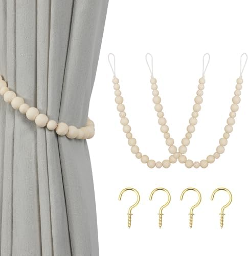 KLOGTSIND Wood Bead Curtain Tiebacks, 2 Pack Curtain Tie Backs by KLOGTSINDDirect