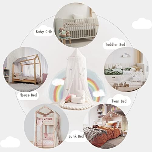 LOAOL Kids Bed Canopy with Lace Hanging Canopy Net - Image 6