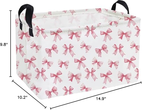 Essme Rectangular Pink Baskets, Girls Storage Box, Cute Basket - Image 2