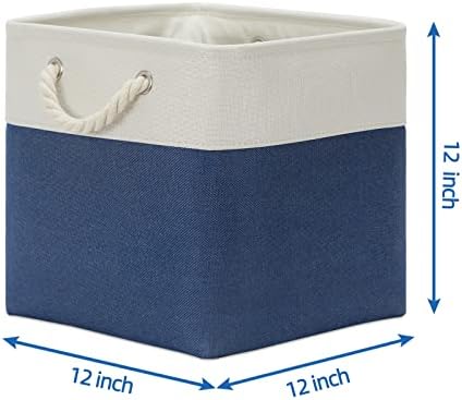 Temary Fabric Storage Cubes for Organizing 4Pack Blue Fabric Storage Basket 12 - Image 2