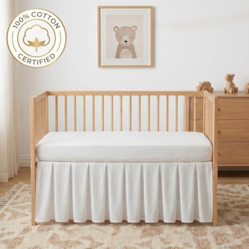 Baby Crib Skirt 100% Cotton Pleated Dust Ruffle - Image 4