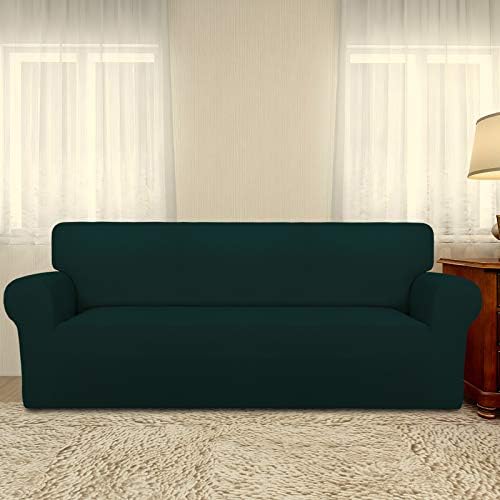 PureFit Stretch Oversized Couch Covers Fleece Sofa Slipcovers Deep Teal - Image 2
