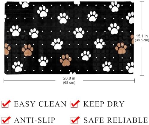Bathtub Mat Non Slip 26.8x15.1In, Dogs Footprints Bath Mat - Image 4
