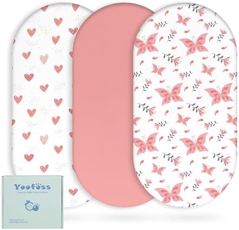 Yoofoss 3-Pack Bassinet Sheets for Girls Universal Fit by YOOFOSS
