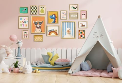 16 PCS Kids Wall Art Decor, Baby Girl & Boy Nursery Decor, Toddler Room Bedroom - Image 6
