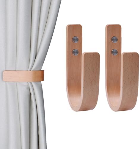 2 Pack Curtain Tiebacks Natural Wood Curtain Holdbacks by OCIOLI