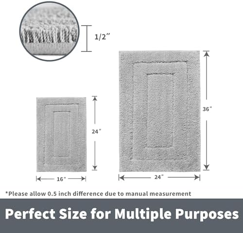 GRANNY SAYS Gray Bathroom Rugs Set 2 Piece, Non Slip Microfiber Bath Mats - Image 2