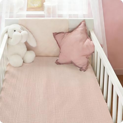 Organic Baby Crib Sheets 52x28 Inches 2 Pack 100% Muslin Cotton Soft Fitted - Image 2