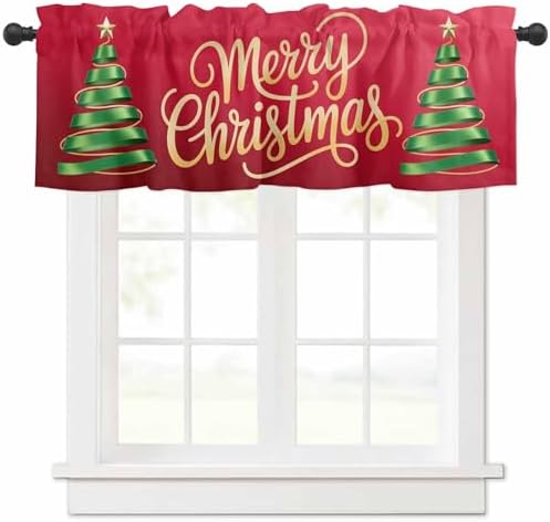 Vandarllin Merry Christmas Valance Kitchen Curtains by VandarllinHomeKitchenDecor