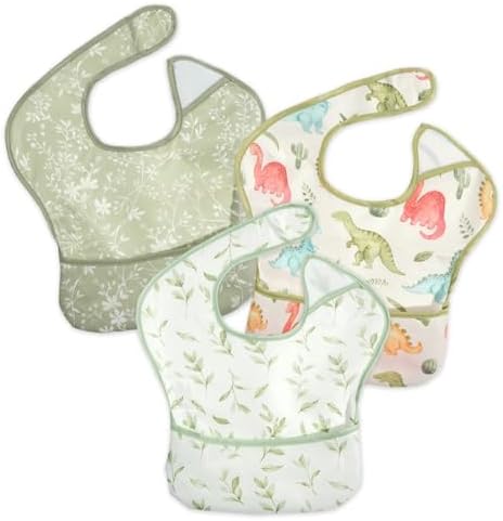 3-Pack Mess Proof Baby Bibs for Eating, Lightweight by CoolaPeach