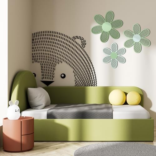 Maitys 3 Pcs Boho Daisy Flower Wall Decor Nursery Art, Gradient Sage Green - Image 5